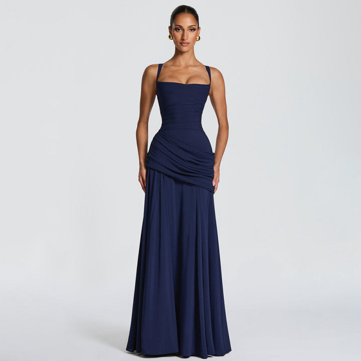 Damen Maxikleid mit dekorativen Rüschendetails und eleganter Taillierung Skovae