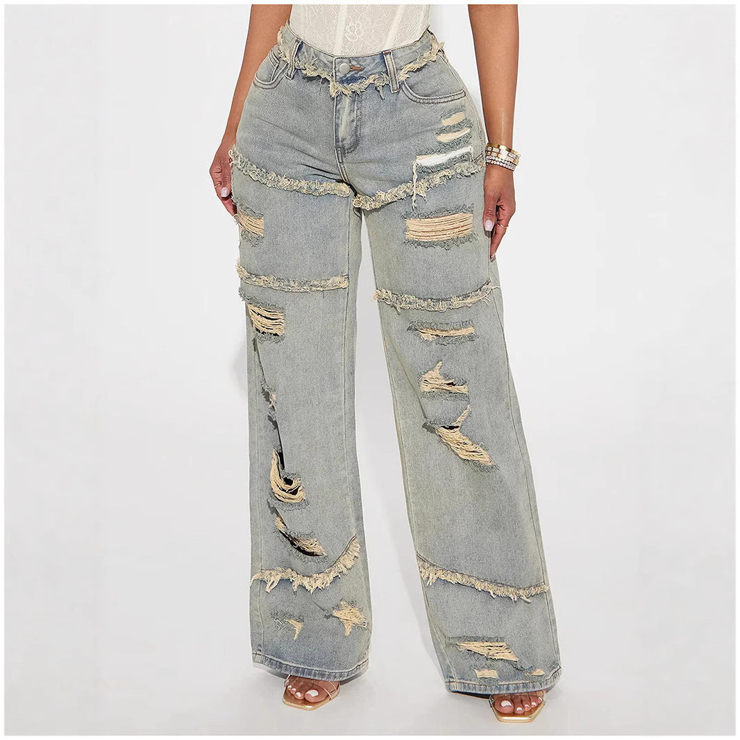 Dame løst skåret Destroyed jeans Stilla