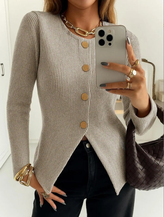 Kvinders elegante cardigan med dekorative knapper Stilla