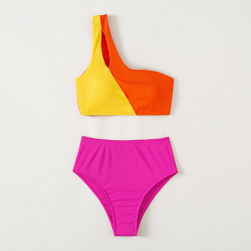 Dame asymmetrisk bikini-sæt med høj talje Stilla