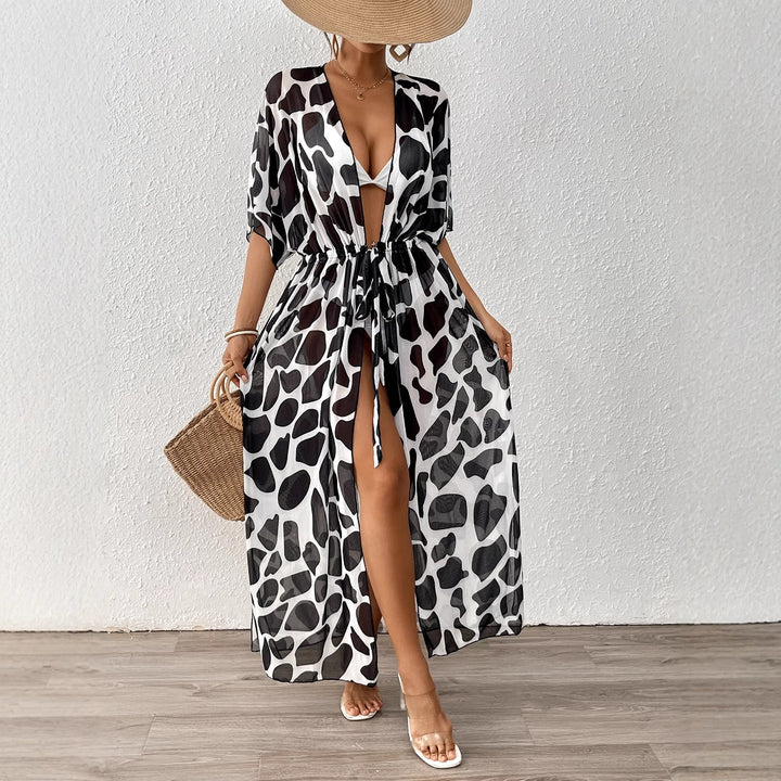 Dame mode strandkaftan med sidelivsnorm Skovae