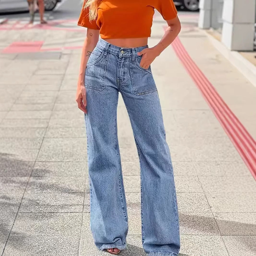 Dame brede jeans med rå kant Skovae