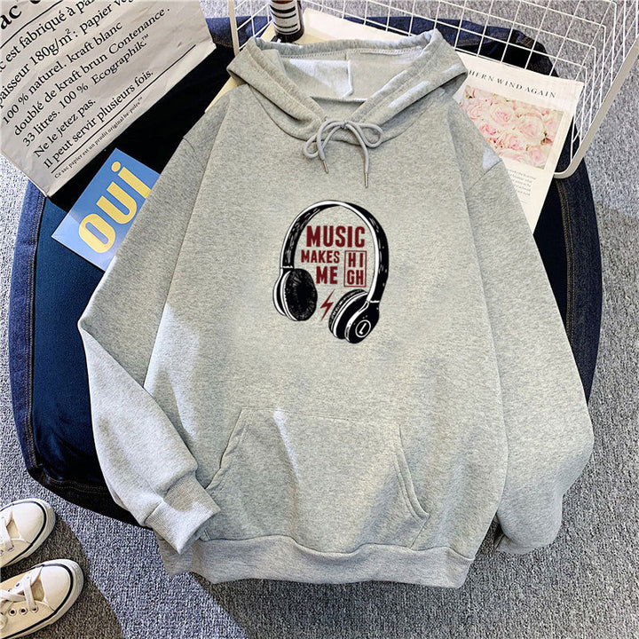 Kvinders hoodie med kreativ musikdesign Skovae