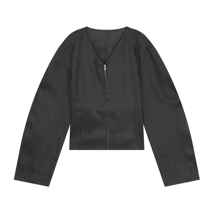 Damer cropped blazer med raffineret V-udskæring og skjult lynlås Stilla