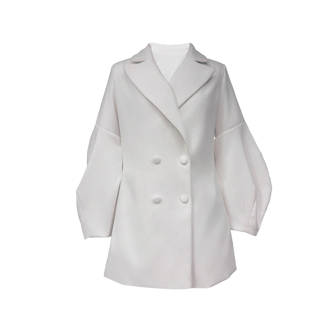 Damer elegant dobbeltradet blazer kjole med voluminøse ærmer Stilla