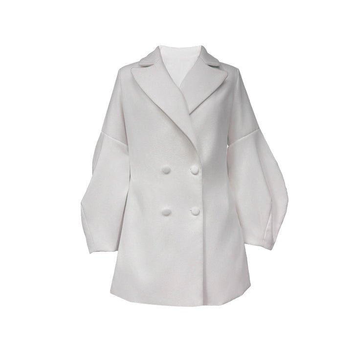 Damer elegant dobbeltradet blazer kjole med voluminøse ærmer Stilla