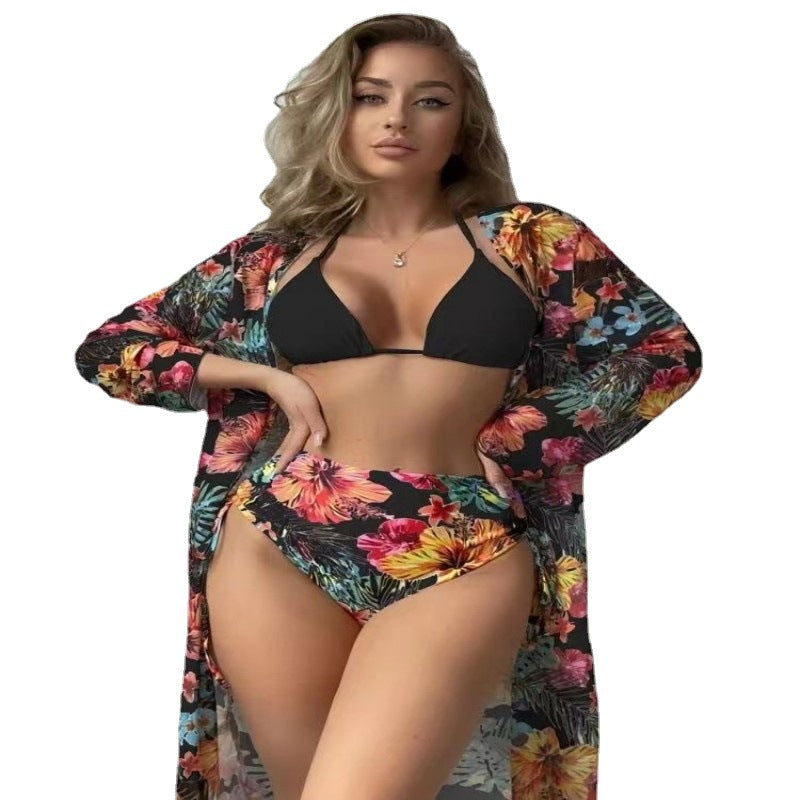 Dame Højskåret Bikini sæt med florale mønstre og diskret farvekontrast Stilla