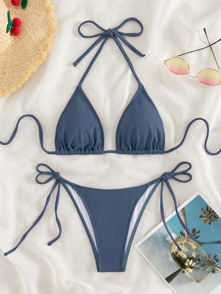 Dame Triangel-Bikini med justerbare stropper og sidesnore Skovae
