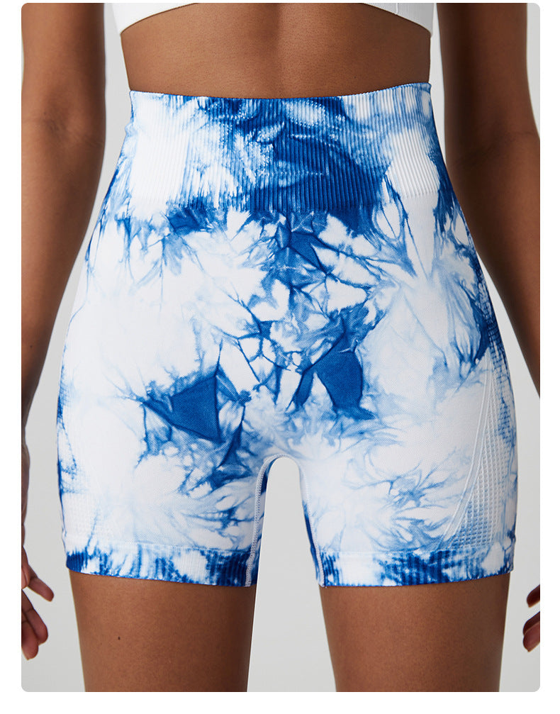 Stilla | Talje Tie Dye Sømløse Shorts Kvinders Fersken Hip Yoga Bukser