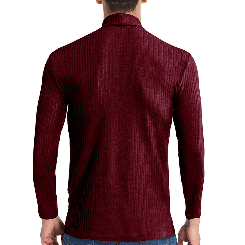 Herrer rullekravepullover i fint ribstrik Stilla