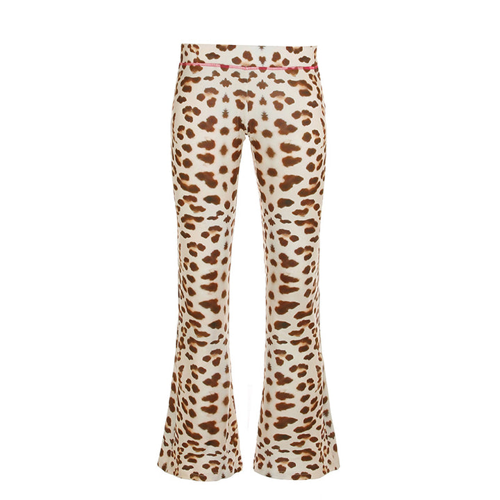Dame Flared-bukser med moderne leopardmønster Skovae