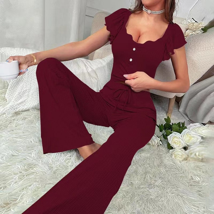 Dame fritid-pyjama-sæt med ruffle detaljer Stilla