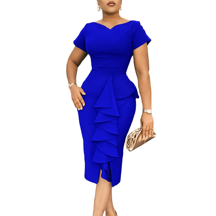 Dame Figurtilpasset kjole med volangdetaljer og elegant peplum Stilla