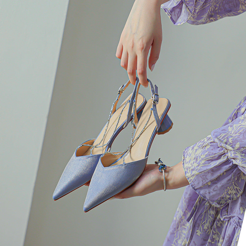 Dame Slingback spids hæle med stilfuld transparent blokhæle Stilla