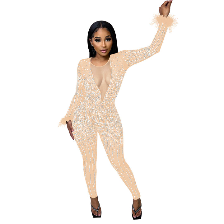 Dame Glamourøs Bodysuit med glitrende pailletter og elegant stribet design Stilla