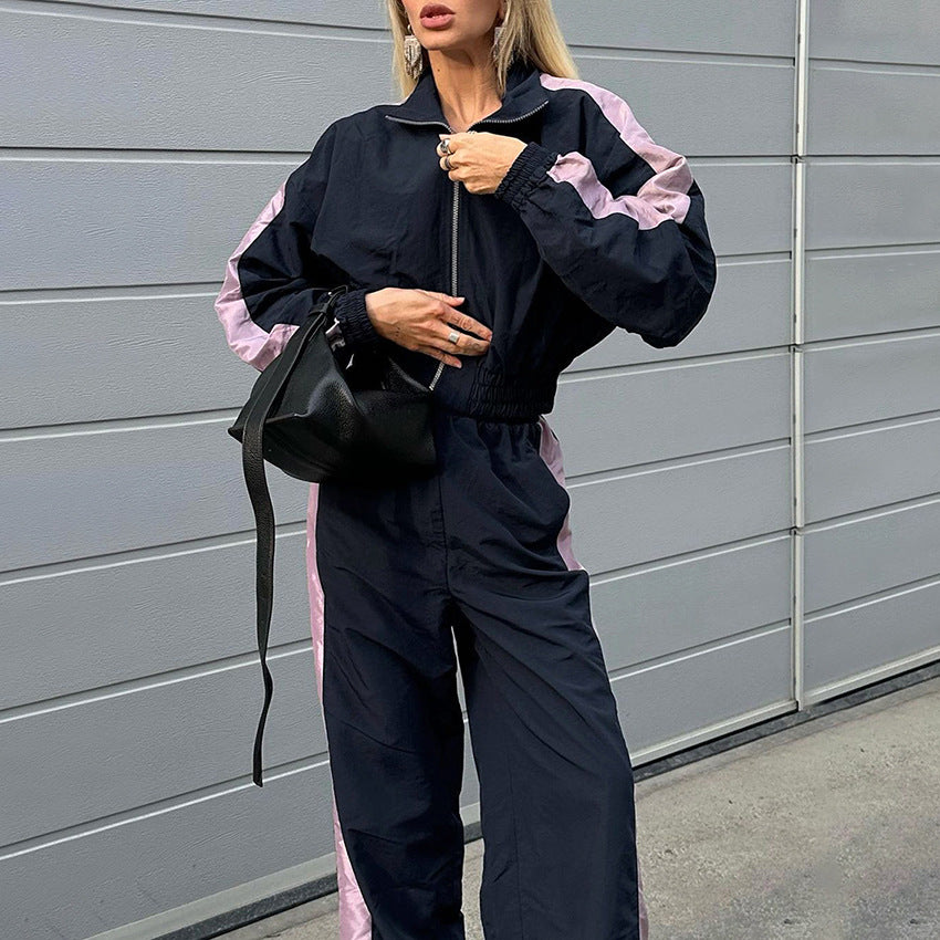 Dame Sporty to-delt sæt med cropped jakke og behagelige joggingbukser Stilla