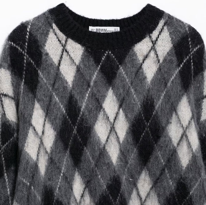 Femme Argyle-mønster Strikpullover Stilla