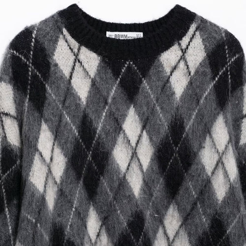 Femme Argyle-mønster Strikpullover Stilla