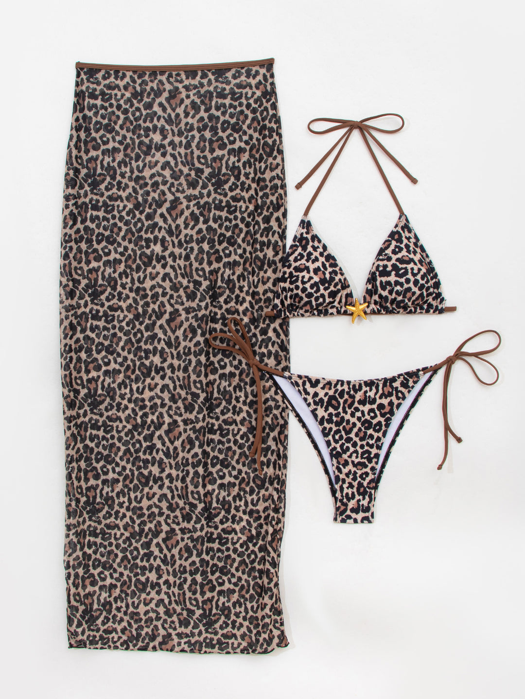 Dame Triangel-Bikini med elegant indpakket nederdel og dyremønster Skovae