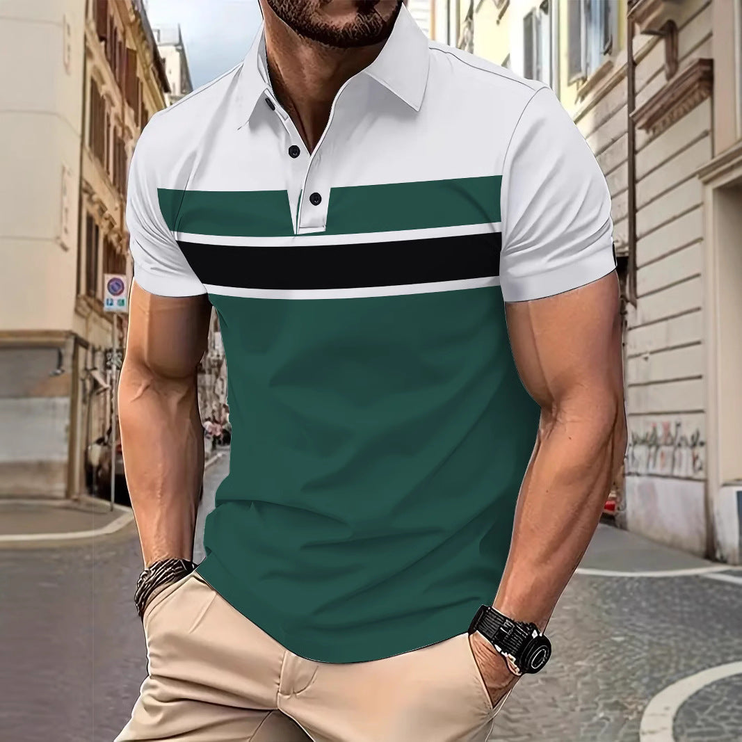 Herrer polo skjorte med sporty stribemønster og åndbare egenskaber Stilla