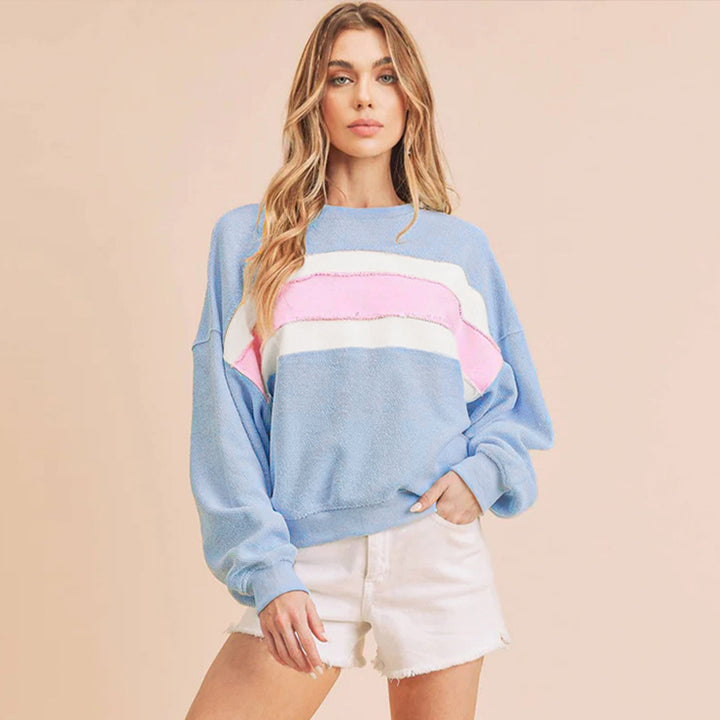 Dame afslappet sweatshirt med moderne stribe detaljer og oversized snit Stilla