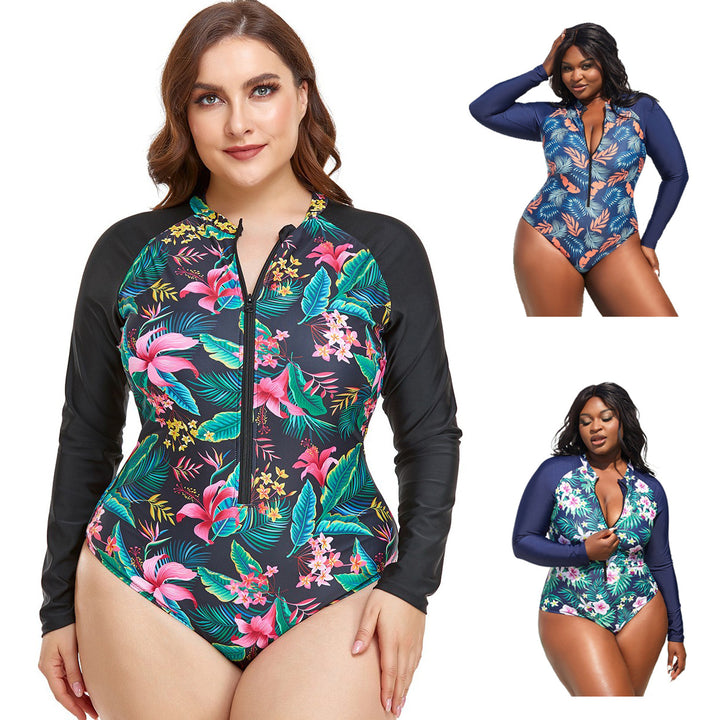Dame Rashguard badedragt med blomster mønster Skovae