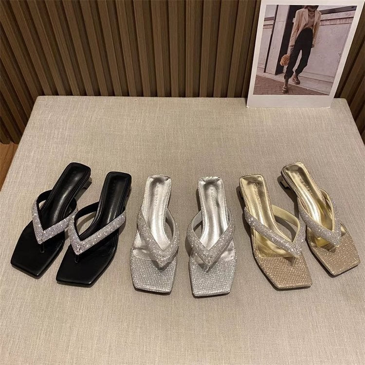Dame Glamourøse Tåsteg-Pumps med glitrende Riemendesign og komfortabel blokhæl Stilla