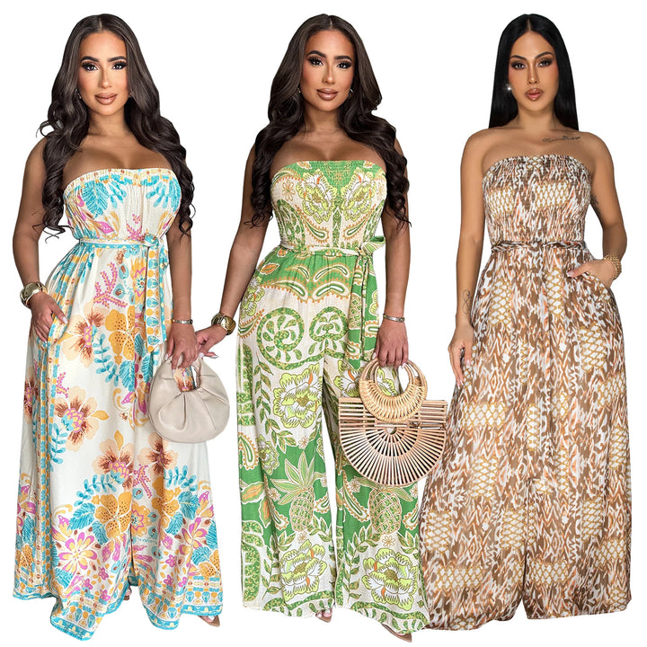 Dame Maxi-kjole med blomstret design og elastisk overdel Stilla
