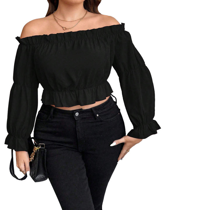 Dame gradient crop top med off-the-shoulder-design og smal talje Stilla