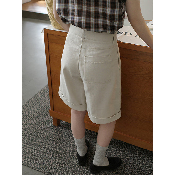 Dame elegante shorts med lavtalje og folder Stilla