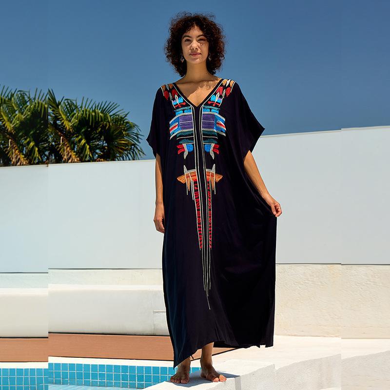 Dame kaftan med kunstnerisk farvesyning Stilla