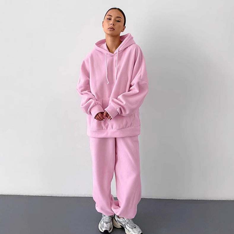 Dame behagelig fleece-hoodie og joggingbukser sæt Stilla