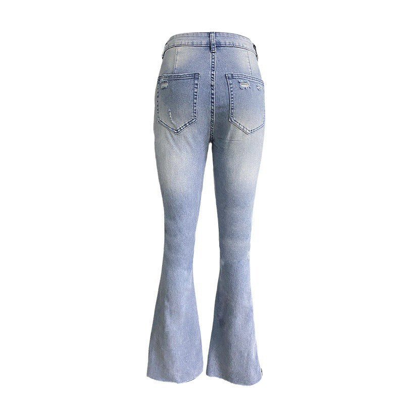 Dame Schlagjeans med udtalt Used-Look og høj talje Stilla