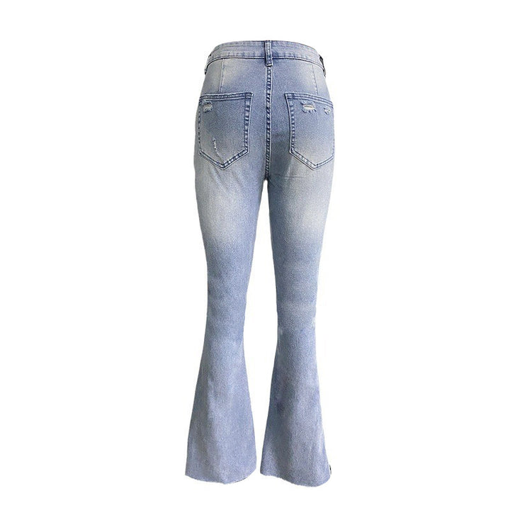 Dame Schlagjeans med udtalt Used-Look og høj talje Stilla