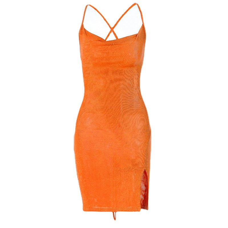 Dame Bodycon Mini Kjole med Slids Stilla