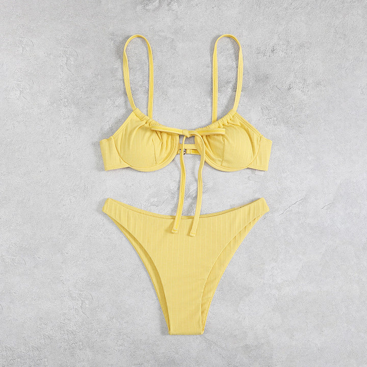 Dame bikinisæt med justerbare stropper og elegant ribbedesign Stilla