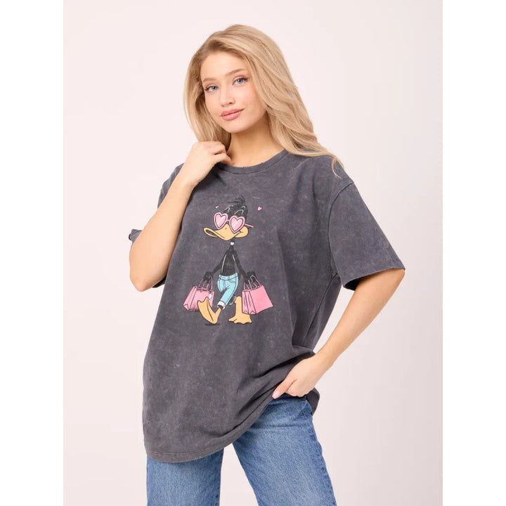 Damer Oversized T-shirt med kreativ Daffy Duck tryk og legende design Stilla