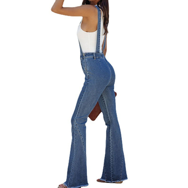 Dame Casual Jeans Overalls med bred ben Stilla