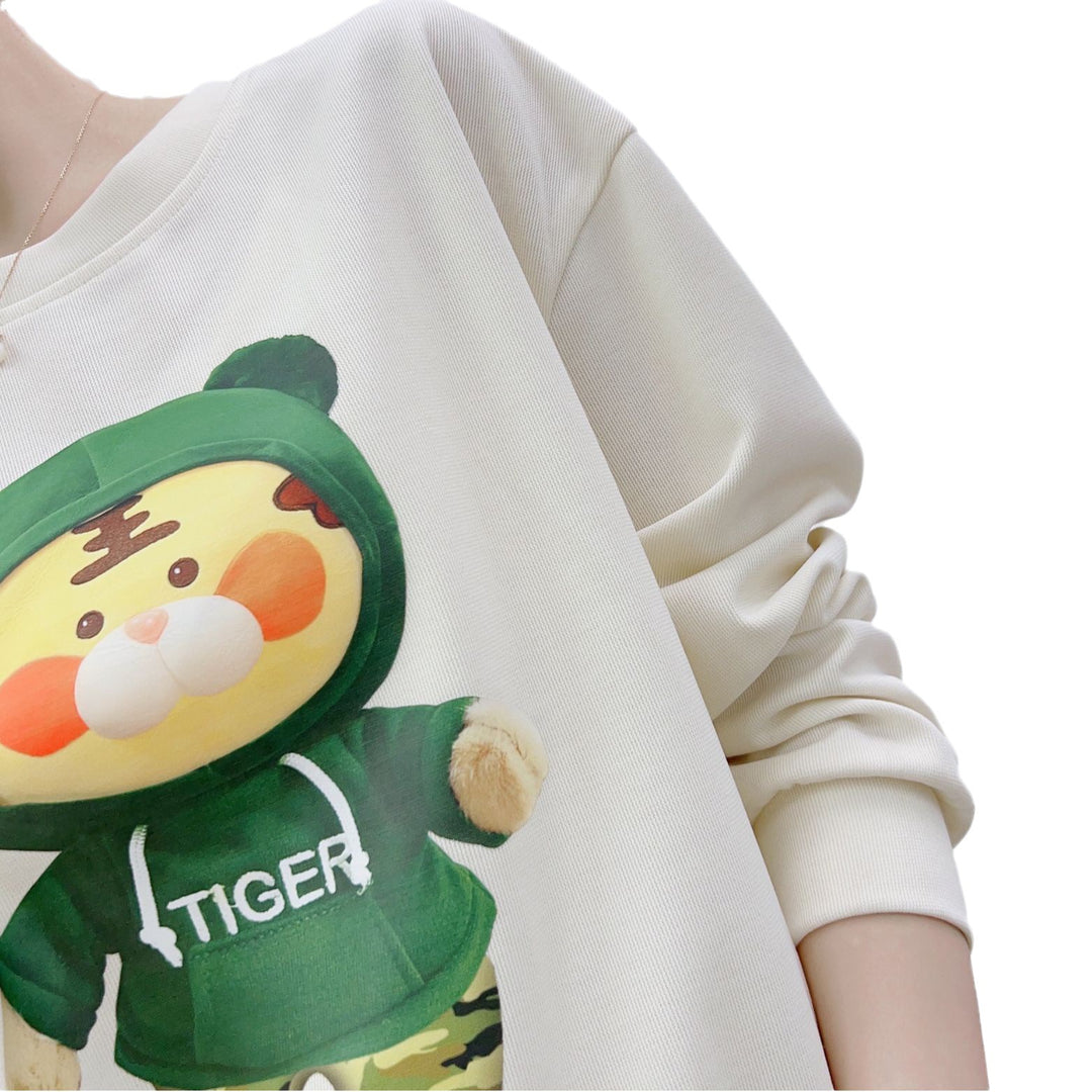 Dame sweatshirt med kunstnerisk dyremotiv og afslappet snit Stilla