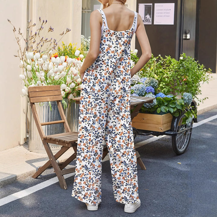 Dame Casual Jumpsuit med blomstrede mønstre og praktiske lommer Skovae