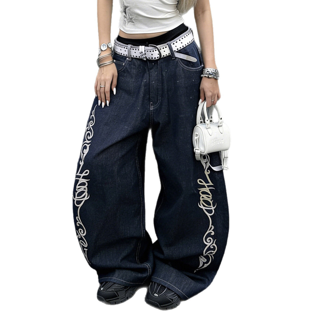Dame Wide Jeans med elegante kunstværker Skovae