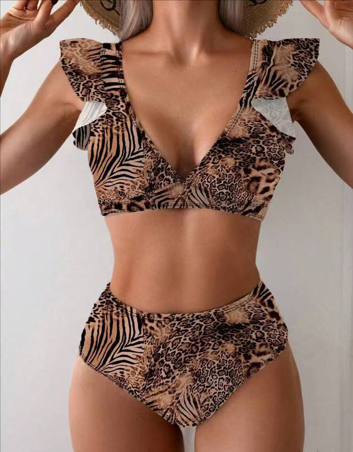 Dame bikini-sæt med legende flæser og blomsterprint Skovae