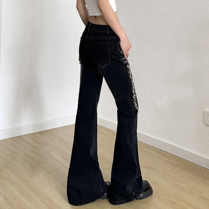 Dame Flared Jeans med elegant blomsterbroderi Skovae