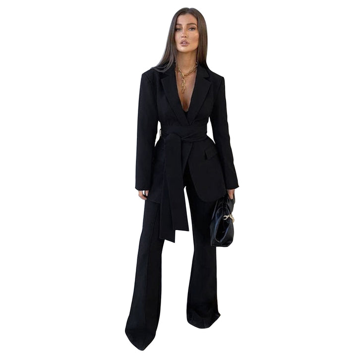Damer Elegant Blazer og Bukser Ensemble med Taljebælte Stilla