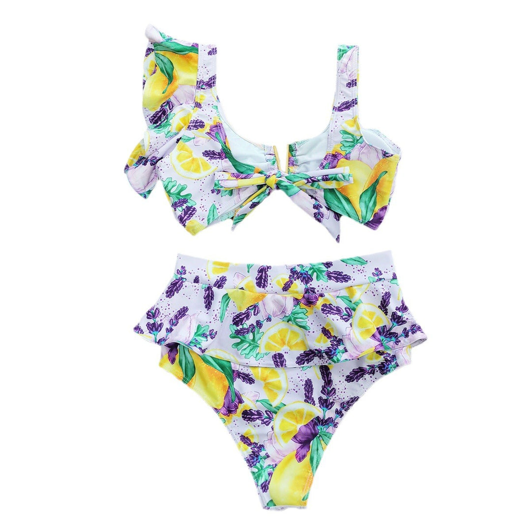 Dame bikini-sæt med smagfuld flæse-design og glad frugt-print Stilla