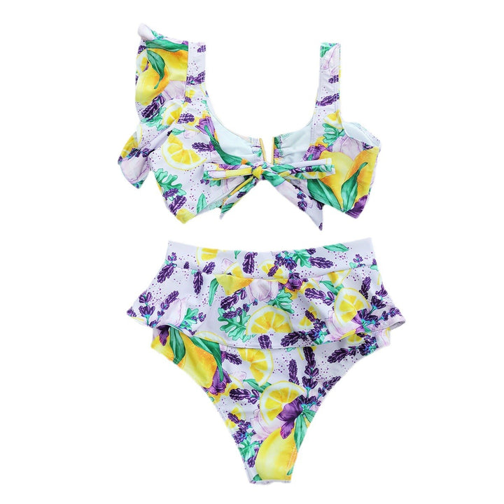 Dame bikini-sæt med smagfuld flæse-design og glad frugt-print Stilla