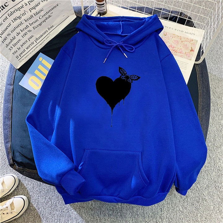 Kvinders hoodie med kreativ hjerte design Skovae