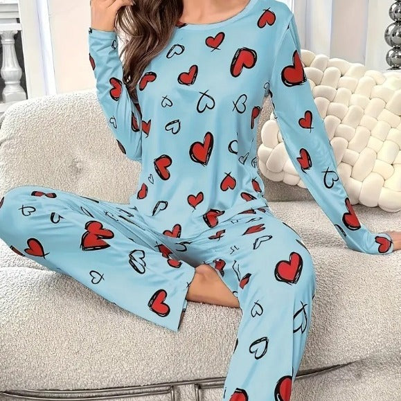 Dame pyjamasæt med hjerte motiv Stilla