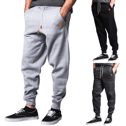 Herre nan Relax-bukser lavet af tung sweatshirt med snor og ribbet ankelafslutning Skovae