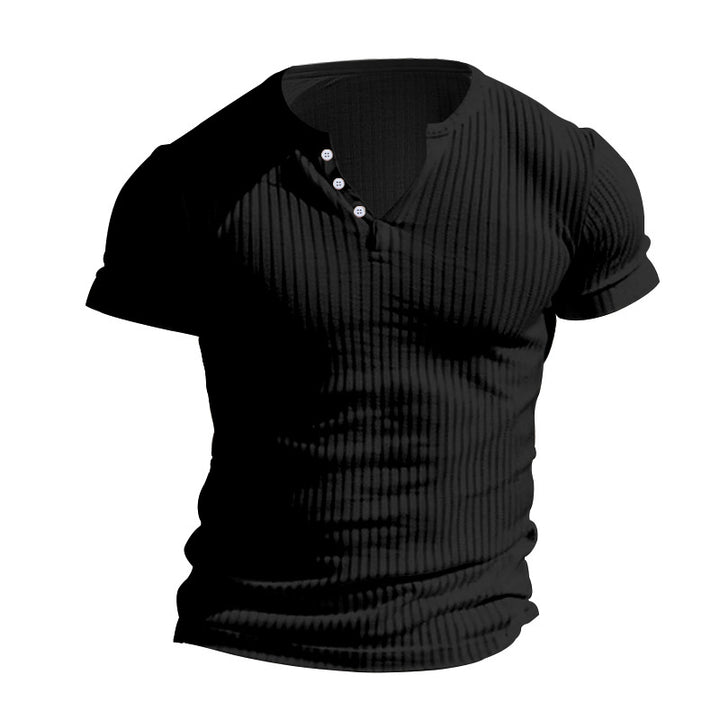 Herrer kortærmet Henley T-shirt med struktureret overflade Stilla
